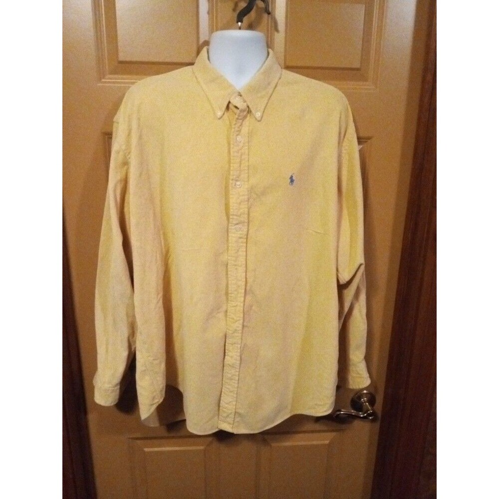 Ralph Lauren Corduroy Classic Blaire  Button Down Shirt Mens Size XXL-Yellow